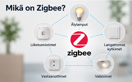 Zigbee on langaton tiedonsiirtotekniikka, jonka avulla älykodin laitteet voivat keskustella keskenään.