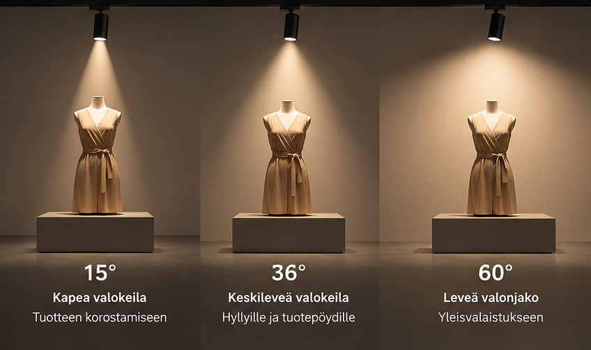 Avauskulma vaikuttaa siihen, mitä valolla korostetaan