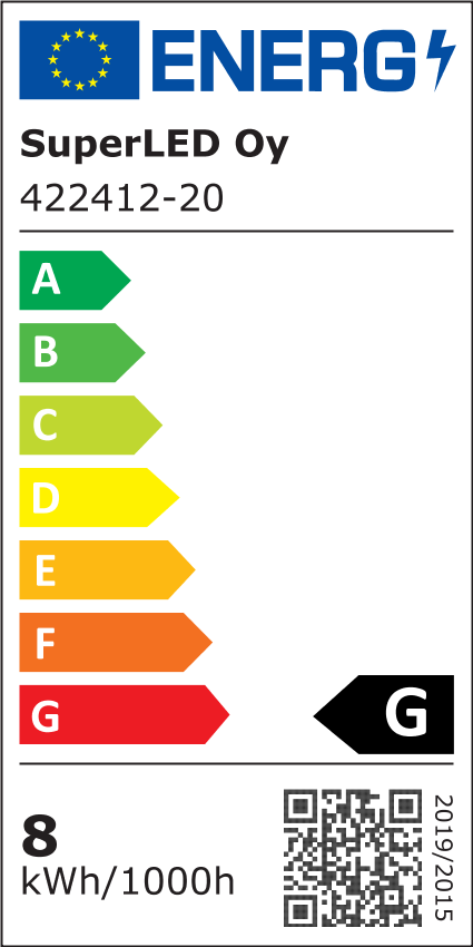 Energiatehokkuusmerkintä PRO TEHO LED-nauha 5m, 9.6W/m, 12V