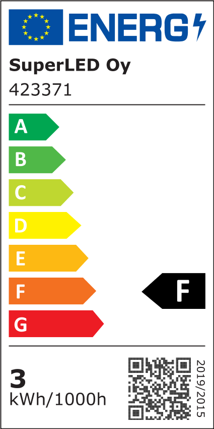 Energiatehokkuusmerkintä PRO TUNNELMA LED-nauha 8m, 4.4W/m 12V, IP65