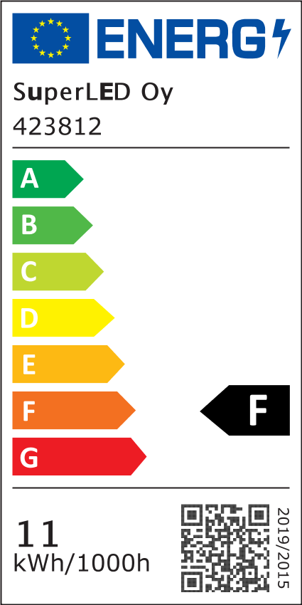 Energiatehokkuusmerkintä 230V JONO SUPER LED-nauha 25m, 11W/m, 1300lm/m