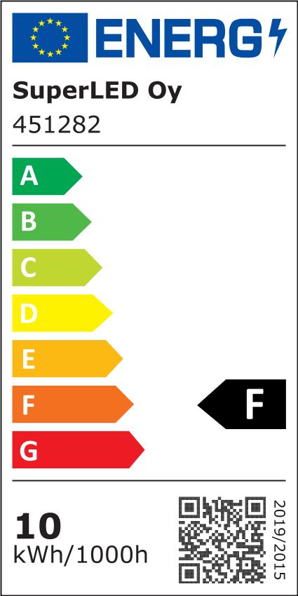 Energiatehokkuusmerkintä Kiuaskuituvalaisin HEHKU, 10W, lasikuitu 6mm, IP67, 3.5m