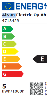 Energiatehokkuusmerkintä LED-E27 Airam PRO, 4W, 470lm