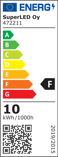 Energiatehokkuusmerkintä Alasvalo SUNNA 10W Ø90*42mm 1000lm, valkoinen