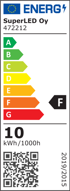 Energiatehokkuusmerkintä Alasvalo SUNNA 10W Ø90*42mm 1000lm, valkoinen