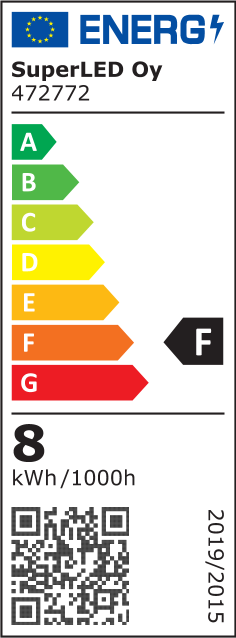 Energiatehokkuusmerkintä Alasvalo SUNNA 8W Ø80*30mm, musta