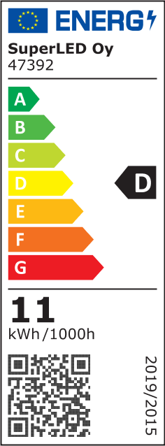 Energiatehokkuusmerkintä Yleisvalaisin NELI 12W, 1150lm 242x59mm IP65 IK10, valkoinen