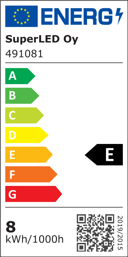 Energiatehokkuusmerkintä LED-G12, 8W, 1000lm, Ø31x95mm, 230V