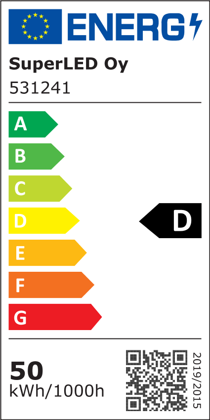 Energiatehokkuusmerkintä LED-Teollisuusvalaisin MINE, 50W, 7500lm, IP66, IK10