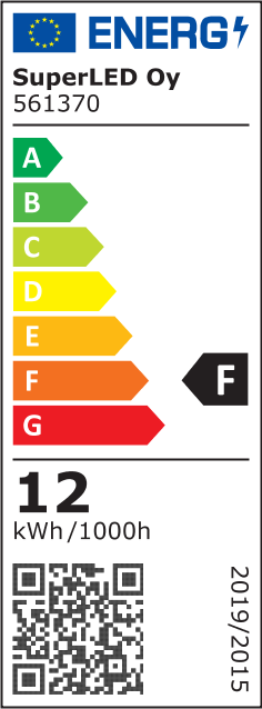 Energiatehokkuusmerkintä Kiskovalaisin BEST 3-vaihe 12W 1080lm 65x150mm, musta