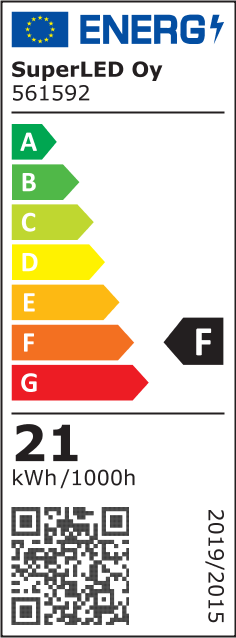Energiatehokkuusmerkintä Kiskovalaisin BEST 36° 3-vaihe 25W 2475lm Ø85x200mm, musta