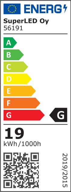 Energiatehokkuusmerkintä Kiskovalaisin BEST 3-vaihe 20W 1900lm Ø68x177mm, musta