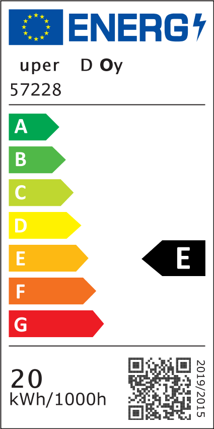 Energiatehokkuusmerkintä LED-seinävalaisin BOLE 20W, 1800lm, musta