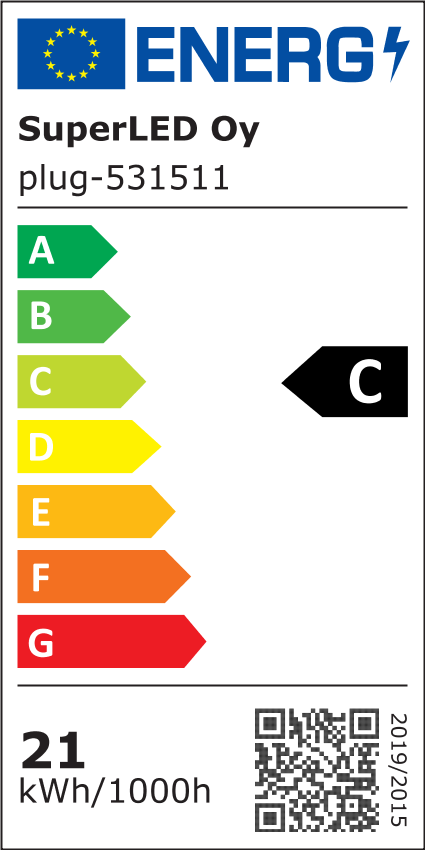 Energiatehokkuusmerkintä Pistorasialla LED-pihavalaisin GARE 24W 1920lm φ165×900mm