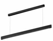 Musta DUAL LINE UGR19 LED-riippuvalaisin 1200mm, kahdella horisontaalisella putkella vaijereista ripustettuna