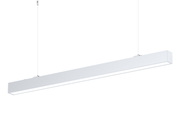 Valkoinen LINOX 60W LED-linjavalaisin 1500mm ripustettuna kahdella vaijerilla valkoisella taustalla