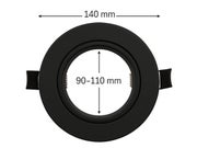 140mm kehykseen voit asentaa 90-110mm asennusrei&auml;ll&auml; olevan valaisimen.