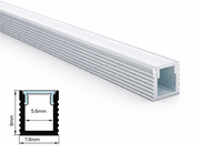Hopeanv&auml;rinen alumiininen PINTA MINI LED-profiili maitolasikannella 2000mm, poikkileikkauskuva mitoilla 7,8x9mm