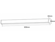 Peilivalasin Pista 900 mittapiirros: pituus 909 mm, leveys 60 mm, korkeus 55 mm