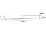 Peilivalaisin Pista 1000 mittatekniset piirustukset: pituus 1000 mm, leveys 60 mm, korkeus 55 mm