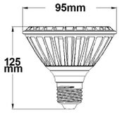 LED PAR30, E27, 32W, 30&deg;, 230V - mitat