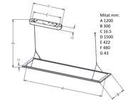 DALI LED-toimistovalo FLASH, 40W, 4200lm, 1200x300x16.5mm