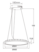 mittakuva Riippuvalaisin TAIGA 35W,  &Oslash;400