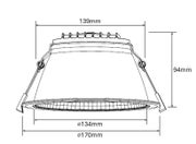 LED-alasvalo SYLI 15W -mittakuva.