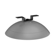 Harmaa kupumainen LED-prosessiteollisuusvalaisin UFO PRO 120W ylh&auml;&auml;lt&auml; kuvattuna, mustat kiinnityshaat p&auml;&auml;ll&auml;, IP69K-suojausluokka