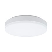 Py&ouml;re&auml; valkoinen LED-kattovalaisin AAMU 12W, matala ja litte&auml; muotoilu valkoisella pohjalla