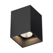 Musta nelikulmainen LED-pintavalaisin CUBO 14W, 95x125mm, kristallilinssi n&auml;kyviss&auml; alapuolella
