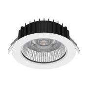 Valkoinen LED-alasvalo mustalla j&auml;&auml;hdytyssiilill&auml; ja kirkaslasisella COB-optiikalla, 30W uppoasennettava downlight