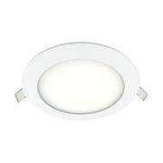 Valkoinen py&ouml;re&auml; upotettava LED-paneeli RANDI 7W, halkaisija 120 mm, kiinnitysjousin varustettuna