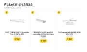 Olohuoneen hyllyyn ja TV-tason taakse, LED-nauhapaketti &mdash; 3000K, hopea profiili