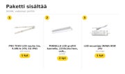 Autotallin katonrajaan, kirkas LED-nauhapaketti IP65 &mdash; 3000K, valkoinen profiili