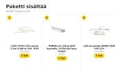 Kaapin alle, LED-nauhapaketti &mdash; 3000K, hopea profiili