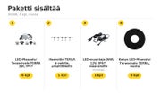 Terassin ja pihan maavalopaketti TERRA &mdash; 3000K, 6 kpl, musta