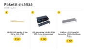 Saunan valmis valonauha paketti katonrajaan &mdash; 3000K / 2,25m