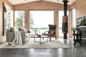 Olohuoneen valaistus LED-Kiskovalaisin BEST. Asuntomessut 2023 Loviisa Finnlog WisdomHouse