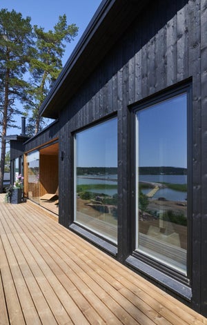 Seinävalaistus ulkona LED-Seinävalaisin TIILI. Asuntomessut 2023 Loviisa Finnlog WisdomHouse