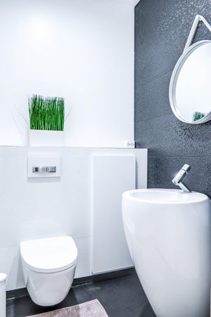 Tässä WC:n valona on vain yksi tehokas LED alasvalo katossa.