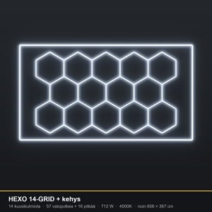 Hexagon HEXO 14-GRID + kehys LED-valosarja